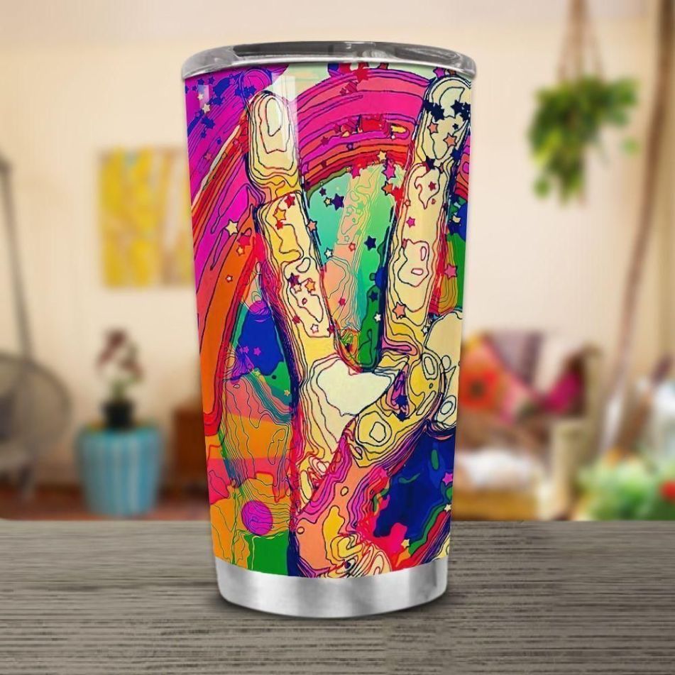 Hippie Peace Color All Over Print Tumbler